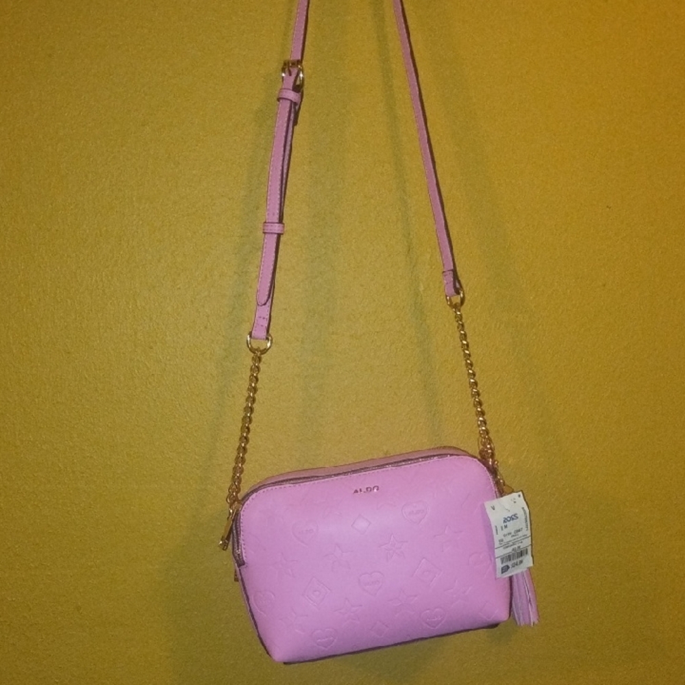 Aldo Pink Crossbody Bag with Gold Accents
